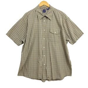 GAP Shirt Mens Size XL Green Plaid Button Up Long Sleeve Casual Designed Crafted